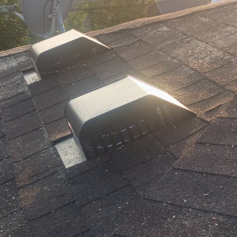 Roof vents, asphalt shingles